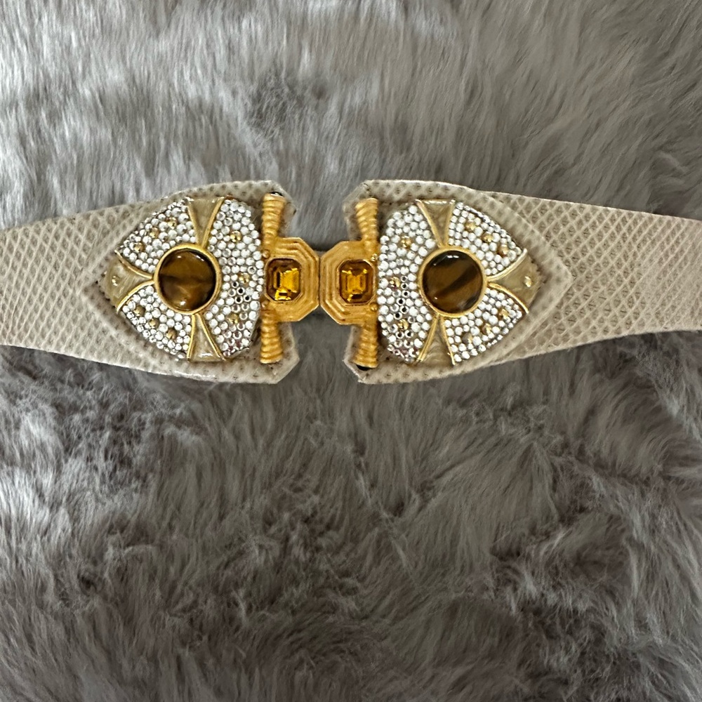 Finesse La Model Elegant Gold and Cream Women's Belt